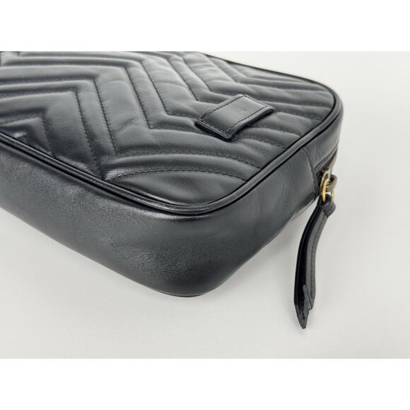 GUCCI Calfskin Matelasse Mens GG Marmont Belt Bag 90 36 Black C-1 - Picture 12 of 16